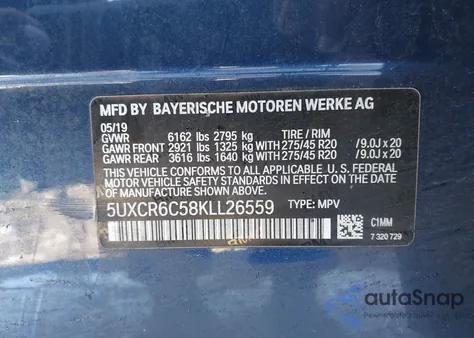 2019 BMW X5 xDrive40I from USA, damaged, VIN 5UXCR6C58KLL26559